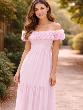 Elegant Pink Off-Shoulder Dress